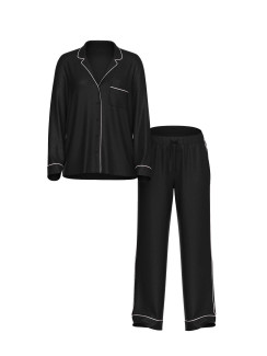 Сатинова піжама Victoria's Secret  Satin Long Pajama Set - колір Black