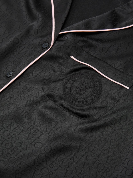 Сатинова піжама Victoria's Secret Satin Long Pajama Set - колір Black