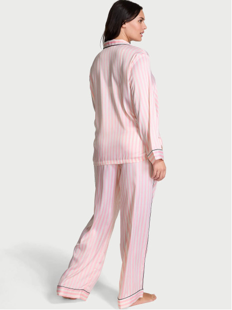 Сатинова піжама Victoria's Secret Glazed Satin Long Pajama Set - колір Print