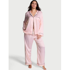 Сатинова піжама Victoria's Secret Glazed Satin Long Pajama Set - колір Print
