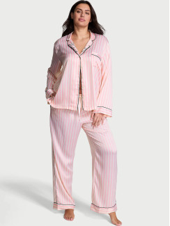 Сатинова піжама Victoria's Secret Glazed Satin Long Pajama Set - колір Print