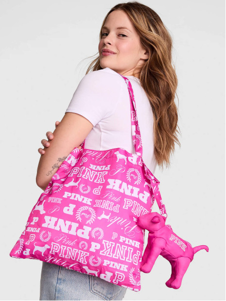 Cкладана сумка-тоут Victoria’s Secret PINK — Pink Gossip Dog Print