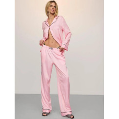 Сатинова піжама Victoria's Secret Satin Shine Stripe Long Pajama Set