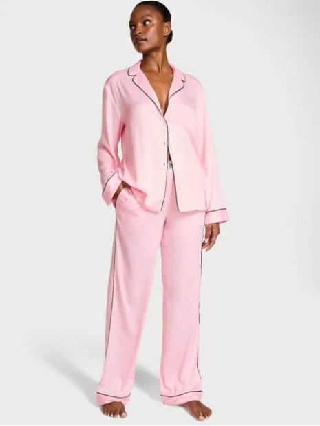 Сатинова піжама Victoria's Secret Satin Shine Stripe Long Pajama Set