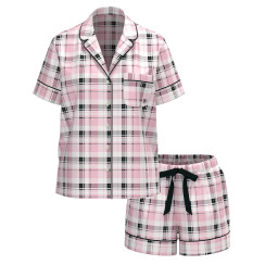 Фланелева піжама Flannel Long PJ Set Coconut White/Black White Gold Lurex від Victoria's Secret