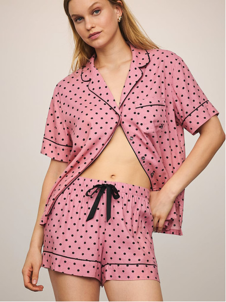 Фланелева піжама Cotton Flannel Short Pajama Set від Victoria's Secret - колір Aspirin Dot Yd
