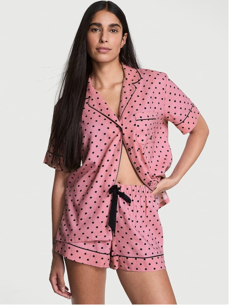 Фланелева піжама Cotton Flannel Short Pajama Set від Victoria's Secret - колір Aspirin Dot Yd