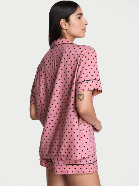Фланелева піжама Cotton Flannel Short Pajama Set від Victoria's Secret - колір Aspirin Dot Yd