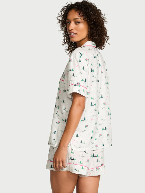 Фланелева піжама Cotton Flannel Short Pajama Set Coconut White/Rose Garden Whimsy від Victoria's Secret