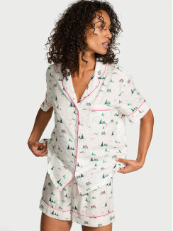 Фланелева піжама Cotton Flannel Short Pajama Set Coconut White/Rose Garden Whimsy від Victoria's Secret