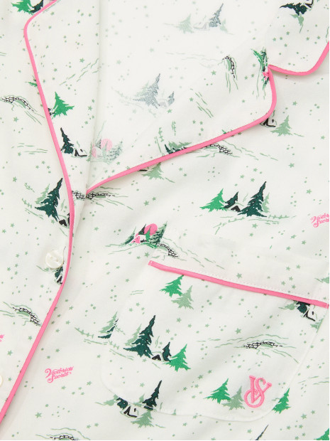 Фланелева піжама Cotton Flannel Short Pajama Set Coconut White/Rose Garden Whimsy від Victoria's Secret