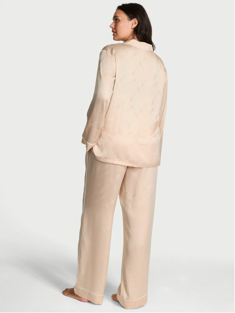Сатинова піжама Victoria's Secret Signature Satin Long Pajama Set - колір Champagne Jacquard W Champagne Bottles