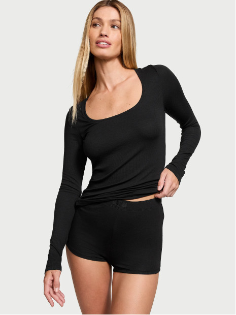 Модалова піжама Victoria's Secret SoSoft™ Modal Ribbed Scoop Long-Sleeve Shortie Set