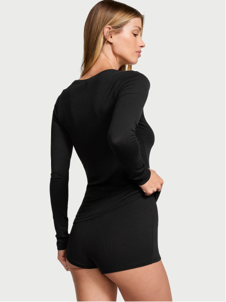 Модалова піжама Victoria's Secret SoSoft™ Modal Ribbed Scoop Long-Sleeve Shortie Set