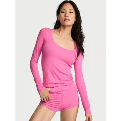 Модалова піжама Victoria's Secret SoSoft™ Modal Ribbed Scoop Long-Sleeve Shortie Set
