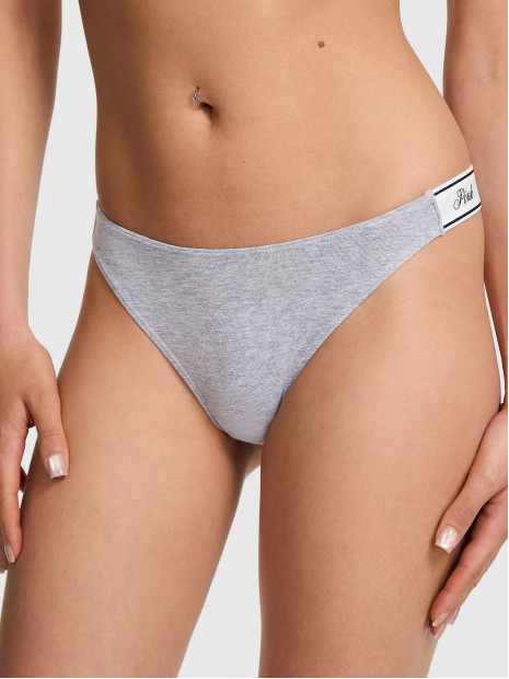 Котонові трусики стрінги Pink VS - колір Medium Heather Grey