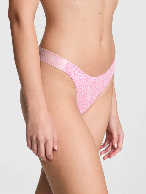 Котонові трусики стрінги Pink VS - колір Moonstone Pink Leopard Print
