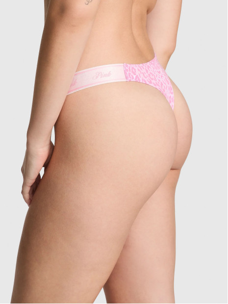 Котонові трусики стрінги Pink VS - колір Moonstone Pink Leopard Print