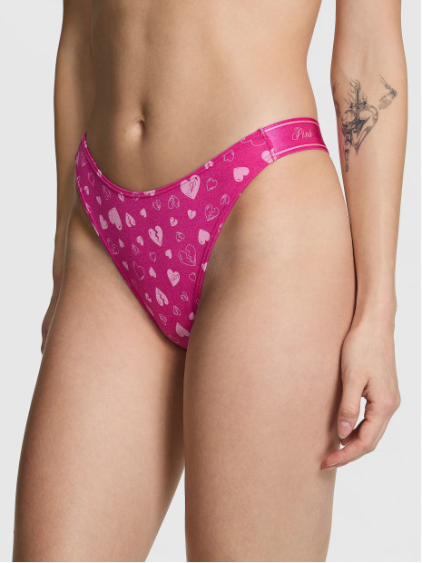 Котонові трусики стрінги Pink VS - колір Pink Fire Broken Hearts Print
