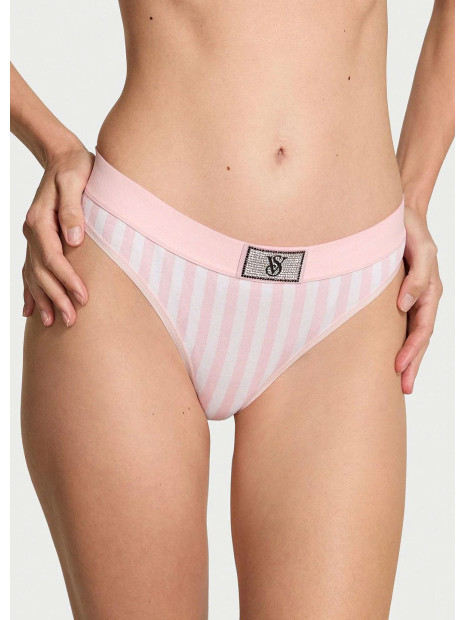 Котонові трусики стрінги Pink VS - колір Pink Stripes