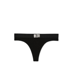 Котонові трусики стрінги Pink VS Logo Cotton Shine Patch Thong Panty - колір Black