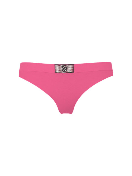 Котонові трусики стрінги Pink VS Logo Cotton Shine Patch Thong Panty - колір Rose Garden Pink