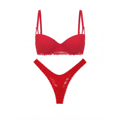 Комплект білизни Victoria's Secret PINK Wink™ Push-Up Balconette - колір Red Pepper