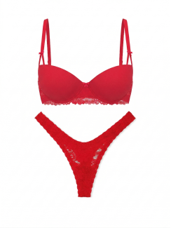 Комплект білизни Victoria's Secret PINK Wink™ Push-Up Balconette - колір Red Pepper