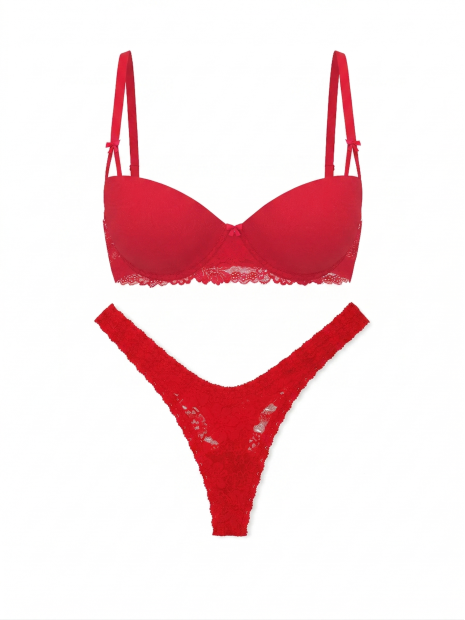 Комплект білизни Victoria's Secret PINK Wink™ Push-Up Balconette - колір Red Pepper