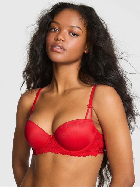 Комплект білизни Victoria's Secret PINK Wink™ Push-Up Balconette - колір Red Pepper