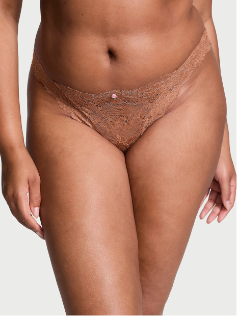 Мереживні трусики бразиліана Lace Brazilian Panty Victoria's Secret - колір Caramel