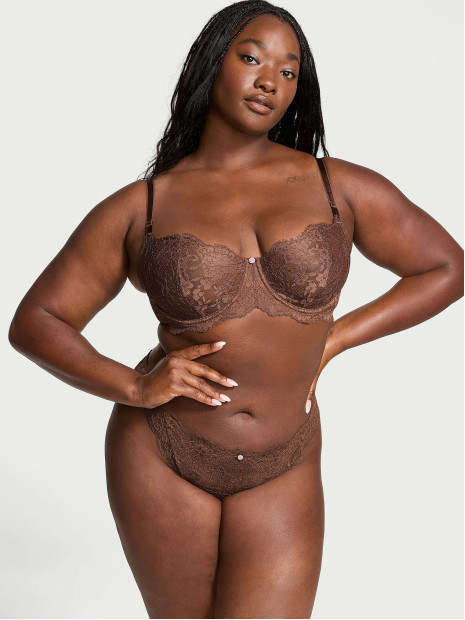 Мереживні трусики бразиліана Lace Brazilian Panty Victoria's Secret - колір Mousse