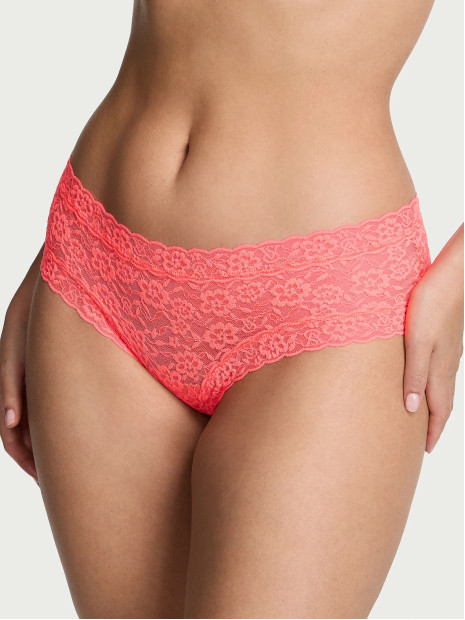 Мереживні трусики чіки Victoria's Secret - колір Neon Coral