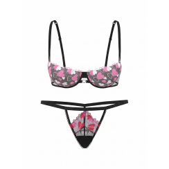 Комплект білизни PINK Wink Push-Up Balconette - колір Black Mesh