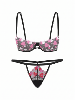 Комплект білизни PINK Wink Push-Up Balconette - колір Black Mesh