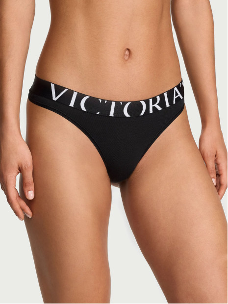 Комплект білизни Victoria's Secret The T-shirt Perfect Shape Cotton Exploded Logo Push-Up Bra - колір Black
