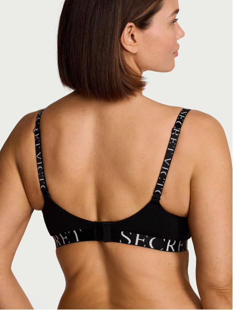 Комплект білизни Victoria's Secret The T-shirt Perfect Shape Cotton Exploded Logo Push-Up Bra - колір Black