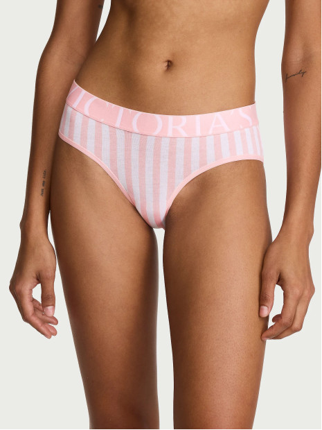 Трусики-бікіні Victoria's Secret Exploded Logo Cotton Hiphugger Panty - колір Pretty Blossom Stripes