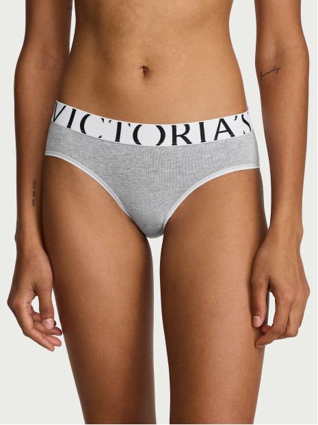 Трусики-бікіні Victoria's Secret Exploded Logo Cotton Hiphugger Panty - колір Medium Heather Grey