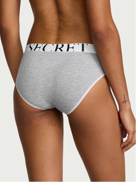 Трусики-бікіні Victoria's Secret Exploded Logo Cotton Hiphugger Panty - колір Medium Heather Grey