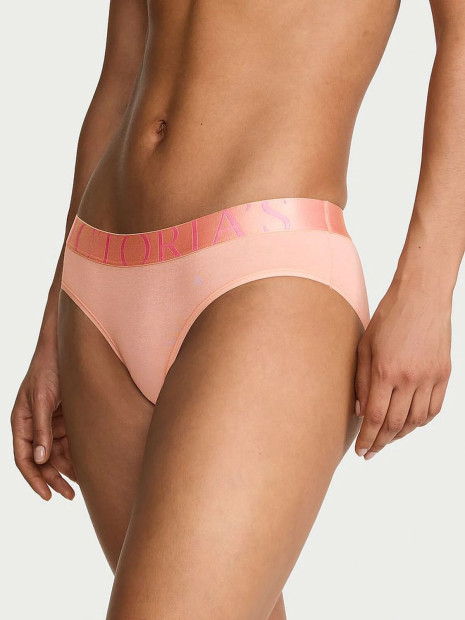 Трусики-бікіні Victoria's Secret Exploded Logo Cotton Hiphugger Panty - колір Pink Gin
