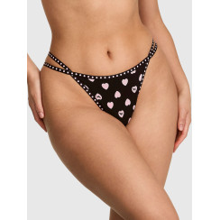 Котонові трусики стрінги Pink Logo Thong Panty - колір Black Heart & Dog