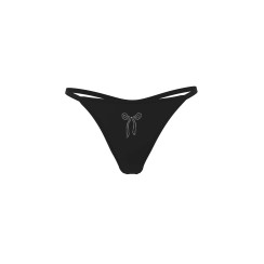 Котонові трусики стрінги Pink Logo Thong Panty - колір Black Bow Diamante Graphic