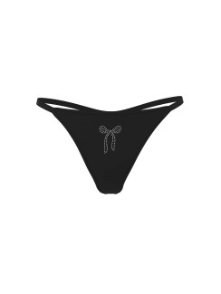 Котонові трусики стрінги Pink Logo Thong Panty - колір Black Bow Diamante Graphic