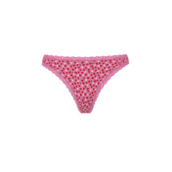 Котонові трусики стрінги Pink Cotton Lace-Waist Thong - колір Pink Sugar Strawberries