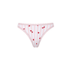 Котонові трусики стрінги Pink Cotton Lace-Waist Thong - колір Pretty Blossom Strawberry Stripes
