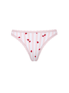 Котонові трусики стрінги Pink Cotton Lace-Waist Thong - колір Pretty Blossom Strawberry Stripes