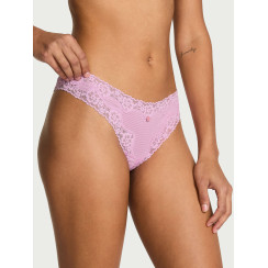 Котонові трусики стрінги Cotton Shadow Stripe Lace-Waist Thong Panty - колір Bikini Pink