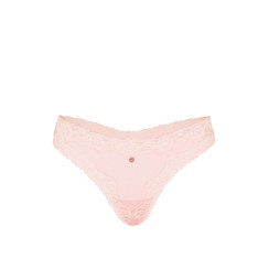 Котонові трусики стрінги Cotton Shadow Stripe Lace-Waist Thong Panty - колір Angel Pink