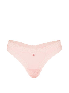 Котонові трусики стрінги Cotton Shadow Stripe Lace-Waist Thong Panty - колір Angel Pink